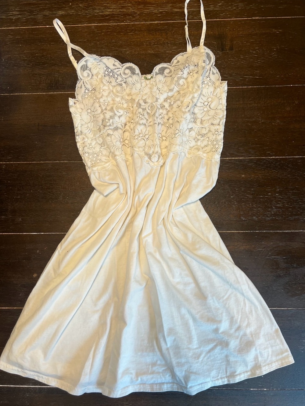 Vintage Victoria's Secret Ivory Lace-Trim Mini Dress